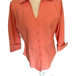 Coldwater Creek Light Peach Tailored Button Down Blouse Size PM